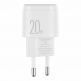 Tactical Base Plug Mini 20W Wall Charger - захранване за ел. мрежа 20W с USB-C изход и технология за бързо зареждане (бял) thumbnail 2