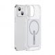 Baseus Crystal Magnetic Glass Case With a Bracket - хибриден удароустойчив кейс с MagSafe и вградена поставка за iPhone 13 (прозрачен) thumbnail 6