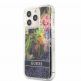 Guess Liquid Glitter Flower Case - дизайнерски кейс с висока защита за iPhone 13 Pro (син) thumbnail