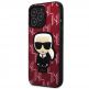 Karl Lagerfeld Monogram Ikonik Case - дизайнерски кожен кейс за iPhone 13 Pro Max (червен) thumbnail