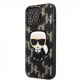 Karl Lagerfeld Monogram Ikonik Case - дизайнерски кожен кейс за iPhone 13 Pro (черен) thumbnail
