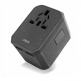 Uniq Voyage PD All in One World Travel Adapter 33W - захранване с един USB-C и два USB изхода и преходници за цял свят в едно устройство за мобилни устройства (сив) thumbnail