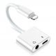 Platinet Lightning to Lightning & 3.5mm Aux Adapter - Lightning адаптер към 3.5 аудио изход и Lightning изход (6.5см) (бял) thumbnail