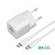 4smarts Wall Charger VoltPlug Duos Mini PD 20W and USB-C Cable - захранване за ел. мрежа с USB-A и USB-C изходи с технология за бързо зареждане и USB-C към USB-C кабел (150 см) (бял) thumbnail