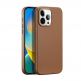 Dux Ducis Grit Faux Leather MagSafe Case - дизайнерски кожен кейс с MagSafe за iPhone 14 Pro (кафяв) thumbnail