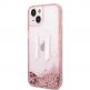 Karl Lagerfeld Liquid Glitter Big KL Logo Case - дизайнерски кейс с висока защита за iPhone 14 Plus (прозрачен-розов) thumbnail