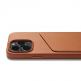 Mujjo Leather Wallet Case - премиум кожен кейс с джоб за кредитна карта за iPhone 14 Pro (кафяв) thumbnail 3