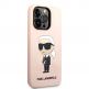 Karl Lagerfeld Liquid Silicone Ikonik NFT Case - дизайнерски силиконов кейс за iPhone 14 Pro (розов) thumbnail 3