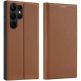 Dux Ducis Skin X2 Case - кожен калъф с поставка и отделение за кр. карти за Samsung Galaxy S23 Ultra (кафяв) thumbnail 2