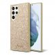 Guess Glitter Flakes Metal Logo Case - хибриден удароустойчив кейс за Samsung Galaxy S23 Ultra (златист) thumbnail