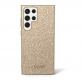 Guess Glitter Flakes Metal Logo Case - хибриден удароустойчив кейс за Samsung Galaxy S23 Ultra (златист) thumbnail 2