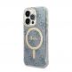 Guess 4G Printed Stripe MagSafe Case With MagSafe Wireless Charger Set - комплект хибриден удароустойчив кейс с MagSafe и поставка (пад) за безжично зареждане за iPhone 14 Pro (син) thumbnail 4