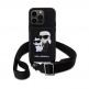 Karl Lagerfeld Saffiano Crossbody Karl and Choupette NFT Case - дизайнерски кожен кейс с връзка за носене за iPhone 14 Prо (черен) thumbnail 2