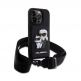 Karl Lagerfeld Saffiano Crossbody Karl and Choupette NFT Case - дизайнерски кожен кейс с връзка за носене за iPhone 14 Prо (черен) thumbnail 3