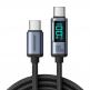 Joyroom USB-C to USB-C Cable with LED Display 100W - здрав кабел с въжена оплетка с бързо зареждане за устройства с USB-C порт (120 см) (черен) thumbnail