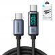 Joyroom USB-C to USB-C Cable with LED Display 100W - здрав кабел с въжена оплетка с бързо зареждане за устройства с USB-C порт (120 см) (черен) thumbnail 2