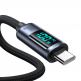 Joyroom USB-C to USB-C Cable with LED Display 100W - здрав кабел с въжена оплетка с бързо зареждане за устройства с USB-C порт (120 см) (черен) thumbnail 4