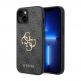 Guess PU 4G Metal Logo Leather Hard Case - дизайнерски кожен кейс за iPhone 15 (сив) thumbnail