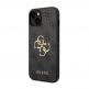 Guess PU 4G Metal Logo Leather Hard Case - дизайнерски кожен кейс за iPhone 15 (сив) thumbnail 2