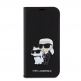 Karl Lagerfeld PU Saffiano Karl and Choupette NFT Book Case - дизайнерски кожен калъф, тип портфейл за iPhone 15 Pro Max (черен) thumbnail