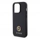 Guess PU 4G Strass Metal Logo Leather Hard Case - дизайнерски кожен кейс за iPhone 15 Pro (черен) thumbnail 6