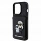 Karl Lagerfeld PU Saffiano Card Slot Stand Karl and Choupette Case - дизайнерски кожен кейс с отделение за карти за iPhone 15 Pro Max (черен) thumbnail 5