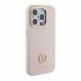Guess Liquid Silicone 4G Strass Metal Logo Case - силиконов (TPU) калъф за iPhone 15 Pro (розов) thumbnail 4