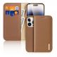 Dux Ducis Hivo Genuine Leather Flip Wallet Case - кожен калъф от естествена кожа с поставка и отделение за кр. карти за iPhone 15 Pro (кафяв) thumbnail