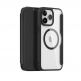 Dux Ducis Skin X Pro Magnetic Wallet Case - удароустойчив хибриден кожен кейс с отделение за карти и MagSafe за iPhone 15 Pro (черен-прозрачен) thumbnail