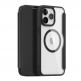 Dux Ducis Skin X Pro Magnetic Wallet Case - удароустойчив хибриден кожен кейс с отделение за карти и MagSafe за iPhone 15 Pro Max (черен-прозрачен) thumbnail