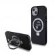 Karl Lagerfeld Ringstand Karl and Choupette MagSafe Case - хибриден удароустойчив кейс с MagSafe за iPhone 15 (черен-прозрачен) thumbnail