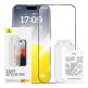 Baseus Sapphire Tempered Glass Film (0.30mm) - калено стъклено защитно покритие за дисплея на iPhone 15 Pro Max (черен-прозрачен) thumbnail