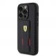 Ferrari Carbon Grip Stand Case - дизайнерски кожен кейс с поставка за iPhone 15 Pro Max (черен) thumbnail