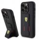 Ferrari Carbon Grip Stand Case - дизайнерски кожен кейс с поставка за iPhone 15 Pro Max (черен) thumbnail 2