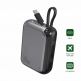 4smarts Power Bank Pocket 10000 mAh 30W - външна батерия с вграден USB-C кабел и USB-C изход с технология за бързо зареждане (сив) thumbnail