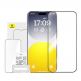 Baseus Glare Repelling Tempered Glass Film (0.30mm) - матирано калено стъклено защитно покритие за дисплея на iPhone 15 Pro Max (черен-прозрачен) thumbnail