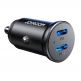 Joyroom Mini Metal Quick Car Charger 30W - зарядно за кола с 2xUSB-C изхода с технология за бързо зареждане (черен) thumbnail