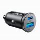 Joyroom Dual USB-A & USB-C Fast Car Charger 30W - зарядно за кола с USB-A и USB-C изходи и технология за бързо зареждане (черен) thumbnail