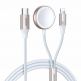 Joyroom 2-in-1 Lightning and Apple Watch Cable (150 cm) (white) - USB-C кабел с Ligthning конектор и конектор за зареждане на Apple Watch (150 см) (бял) thumbnail