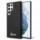 Guess Glitter Flakes Metal Logo Case - хибриден удароустойчив кейс за Samsung Galaxy S24 Ultra (черен) thumbnail