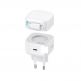 Usams GaN Wall Charger With Magnetic Retractable Lightning Cable 35W - захранване за ел. мрежа с 1xUSB-C изход и вграден Lightning кабел (бял) thumbnail