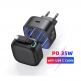 Usams GaN Wall Charger With Magnetic Retractable USB-C Cable 35W - захранване за ел. мрежа с USB-C порт и вграден USB-C кабел (черен) thumbnail