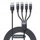 Joyroom Fast 4-in-1 Charging Data Cable 3.5А - универсален USB-A кабел с microUSB, Lightning и 2xUSB-C конектори (120 см) (черен) thumbnail