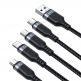 Joyroom Fast 4-in-1 Charging Data Cable 3.5А - универсален USB-A кабел с microUSB, Lightning и 2xUSB-C конектори (120 см) (черен) thumbnail 3