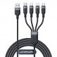 Joyroom Fast 4-in-1 Charging Data Cable 3.5А - универсален USB-A кабел с microUSB, 2xLightning и USB-C конектори (120 см) (черен) thumbnail