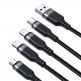Joyroom Fast 4-in-1 Charging Data Cable 3.5А - универсален USB-A кабел с microUSB, 2xLightning и USB-C конектори (120 см) (черен) thumbnail 2
