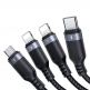 Joyroom Fast 4-in-1 Charging Data Cable 3.5А - универсален USB-A кабел с microUSB, 2xLightning и USB-C конектори (120 см) (черен) thumbnail 3