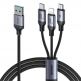 Joyroom Speedy 3-in-1 USB-A Fast Charging Cable 100W - универсален USB-A кабел с Lightning, microUSB и USB-C конектори (120 см) (черен) thumbnail