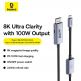 Baseus 8K 60Hz USB-C to DisplayPort Cable (BS-OH176) - кабел с поддръжка на 8K за свързване от USB-C към DisplayPort (черен) thumbnail 9