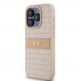 DKNY Repeat Pattern Tonal Stripe Leather Hard Case - дизайнерски кожен кейс за iPhone 14 Pro Max (розов) thumbnail 3